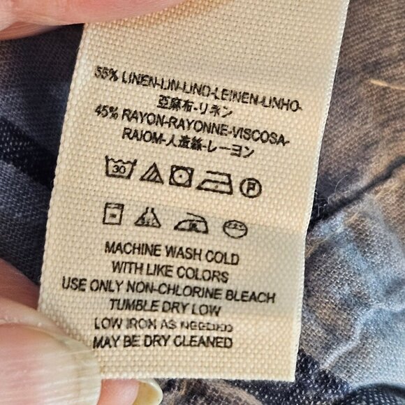 Free People Loose Change Maxi Skirt Size 12 Blue Striped Tie Dye Boho Linen - Picture 8 of 10